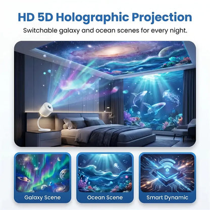💥PKNEW® NEXT-GEN SMART PROJECTION HD Smart Dynamic 5D Holographic Night Light Projector💎
