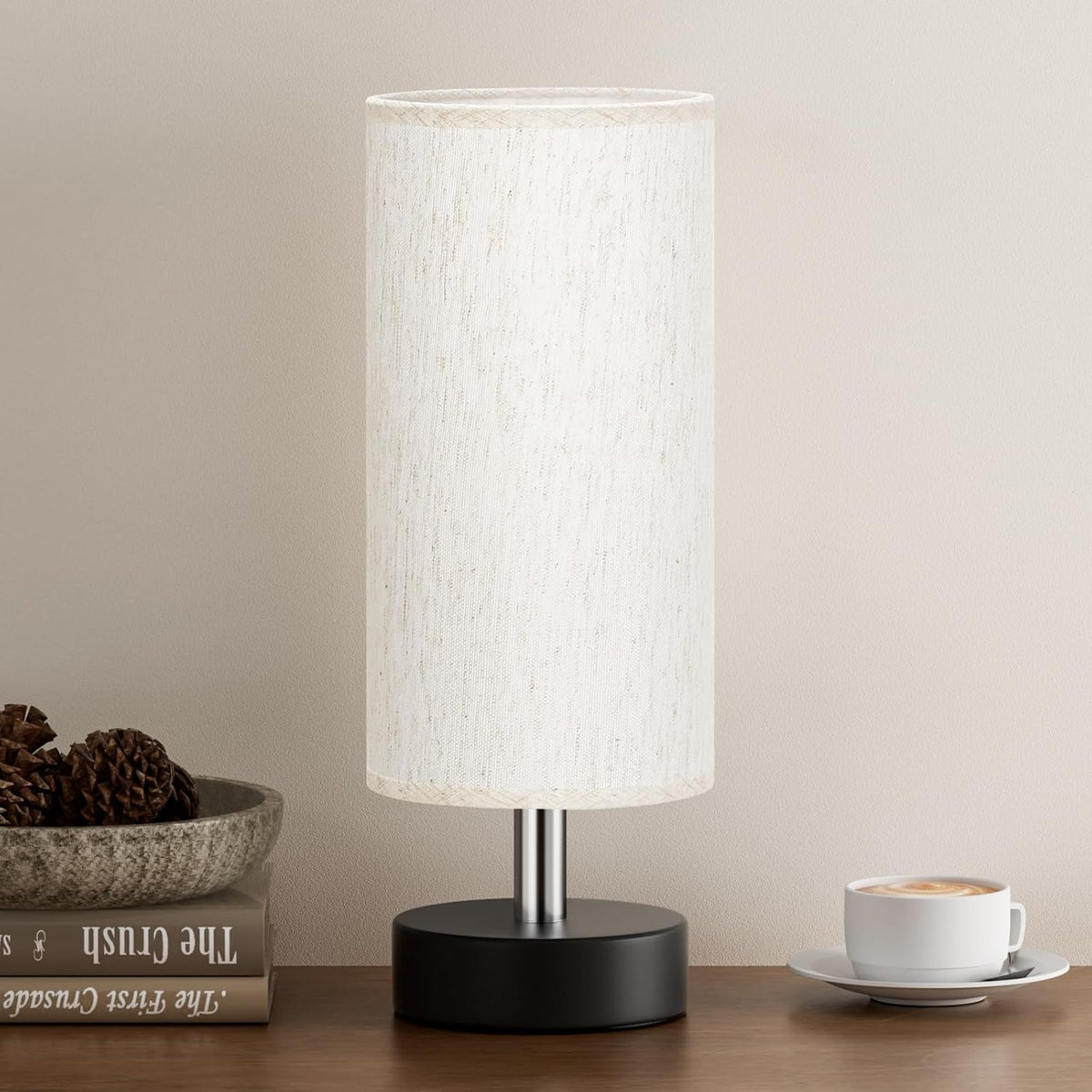 Small Bedside Table Lamp – Minimalist Nightstand & Desk Lamp for Bedroom, Living Room, Office, Dorm