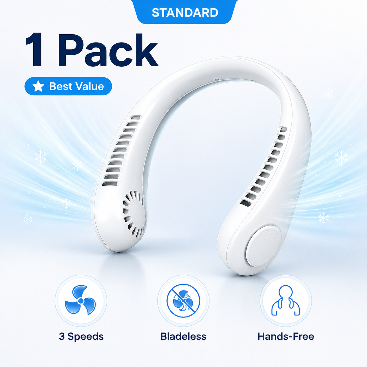 PKNEW®Portable Neck Fan, Bladeless Wearable Personal Fan, Hands-Free Cooling for Outdoor & Office