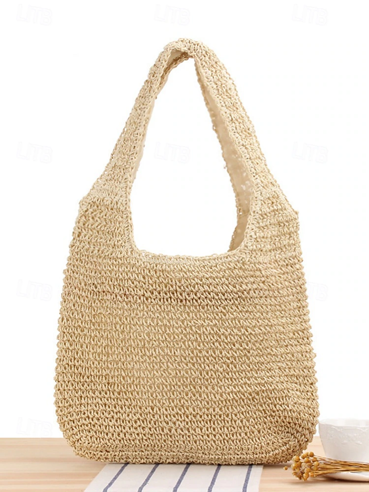 Women's Handmade Woven Straw Shoulder Bag – Large Boho Beach Tote for Summer Travel, Vacation and Casual Outfits