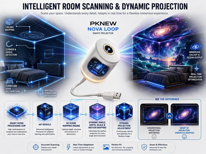 💥PKNEW® NEXT-GEN SMART PROJECTION HD Smart Dynamic 5D Holographic Night Light Projector💎